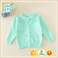 Long sleeves O-neck kids colorful cotton/wool cardigan ribbed trim child blue swearter with button front wholesale kids sweater